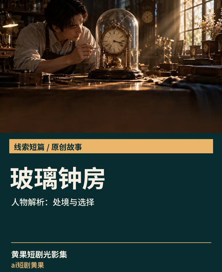 ai短剧黄果相关原创故事《玻璃钟房》人物解析：处境与选择封面：线索短篇场景与中文标题